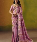 Onion pink embroidered jacquard saree