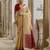 Beige soft silk pochampally ikkat weaving saree with contrast blouse piece