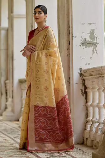 beige soft silk pochampally ikat saree