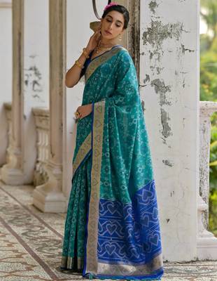 blue soft silk pochampally ikat saree 2