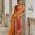 Orange soft silk pochampally ikkat weaving saree with contrast blouse piece