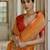 Orange soft silk pochampally ikkat weaving saree with contrast blouse piece