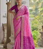 pink soft silk pochampally ikat saree