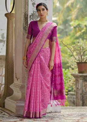 pink soft silk pochampally ikat saree 3