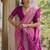 Pink soft silk pochampally ikkat weaving saree with contrast blouse piece