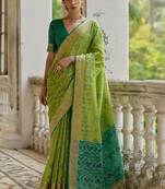 light green soft silk pochampally ikat saree