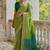Green soft silk pochampally ikkat weaving saree with contrast blouse piece