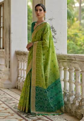 light green soft silk pochampally ikat saree 2