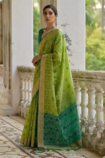light green soft silk pochampally ikat saree