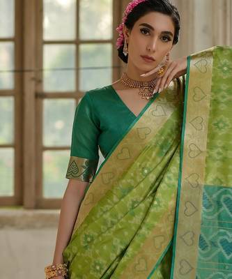 light green soft silk pochampally ikat saree 3