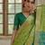 Green soft silk pochampally ikkat weaving saree with contrast blouse piece