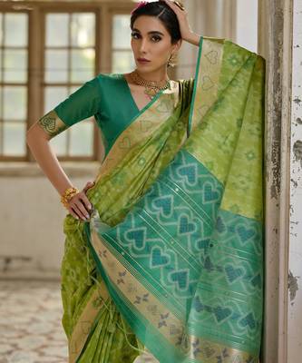light green soft silk pochampally ikat saree 4