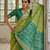 Green soft silk pochampally ikkat weaving saree with contrast blouse piece