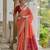 Peach soft silk pochampally ikkat weaving saree with contrast blouse piece
