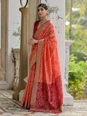 peach soft silk pochampally ikat saree 2