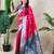 Pink banarasi silk zari woven saree with contrast blouse piece