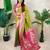 Green banarasi silk zari woven saree with contrast blouse piece
