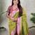 Green banarasi silk zari woven saree with contrast blouse piece