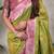 Green banarasi silk zari woven saree with contrast blouse piece
