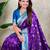 Purple banarasi silk zari woven saree with contrast blouse piece
