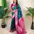 Teal banarasi silk zari woven saree with contrast blouse piece
