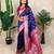 Blue banarasi silk zari woven saree with contrast blouse piece