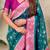 Teal banarasi silk zari woven saree with contrast blouse piece