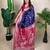 Blue banarasi silk zari woven saree with contrast blouse piece