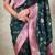 Green banarasi silk zari woven saree with contrast blouse piece