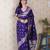 Violet banarasi silk zari woven saree with matching blouse piece