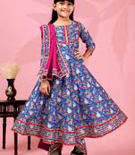 blue rayon anarkali kurta set with sharara style