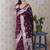 Wine banarasi silk zari woven saree with matching blouse piece