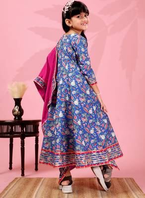 blue rayon anarkali kurta set with sharara style 3