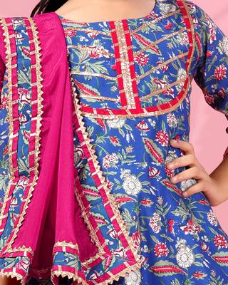 blue rayon anarkali kurta set with sharara style 5