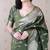 Green banarasi silk zari woven saree with matching blouse piece