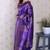 Violet banarasi silk leheriya zari woven saree with contrast blouse piece