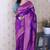 Purple banarasi silk leheriya zari woven saree with contrast blouse piece