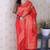 Red banarasi silk leheriya zari woven saree with contrast blouse piece