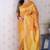 Mustard banarasi silk leheriya zari woven saree with contrast blouse piece