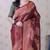 Maroon banarasi silk leheriya zari woven saree with contrast blouse piece