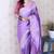 Lavender banarasi silk leheriya zari woven saree with contrast blouse piece