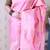 Pink banarasi silk leheriya zari woven saree with contrast blouse piece