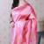 Pink banarasi silk leheriya zari woven saree with contrast blouse piece