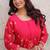 Pink women mal chanderi embroidered kurti with roman silk pant set