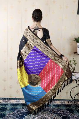 black banarasi silk saree with zari weaving 4