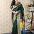 Green banarasi silk zari weaving saree with matching blouse piece