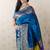 Teal banarasi silk zari weaving saree with matching blouse piece