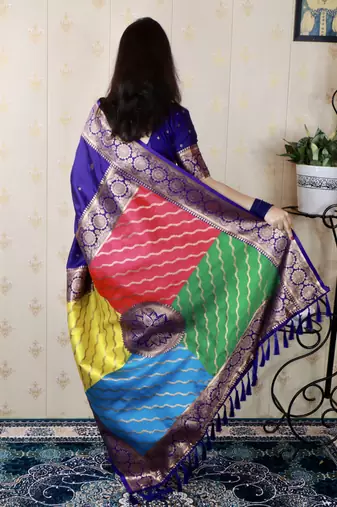 voilet banarasi silk saree with zari woven work