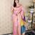 Pink banarasi silk zari weaving saree with matching blouse piece