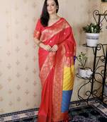 pink banarasi silk saree with zari weaving